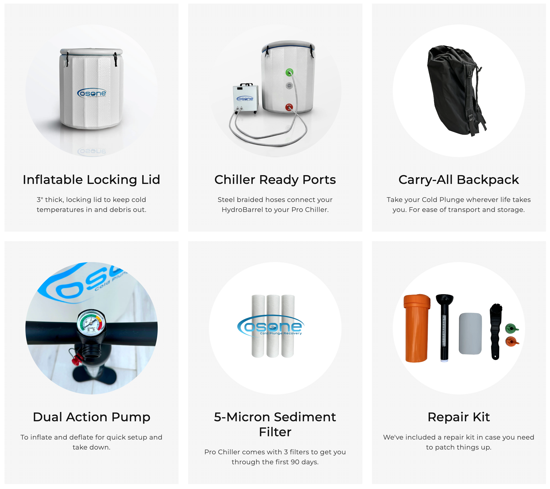 Included Items for OSONE HydroBarrel & Pro Chiller