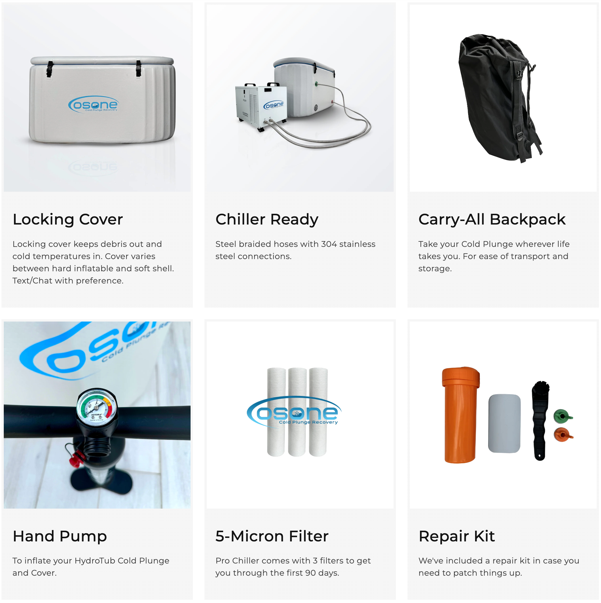 Included Items with HydroTub and Pro Chiller