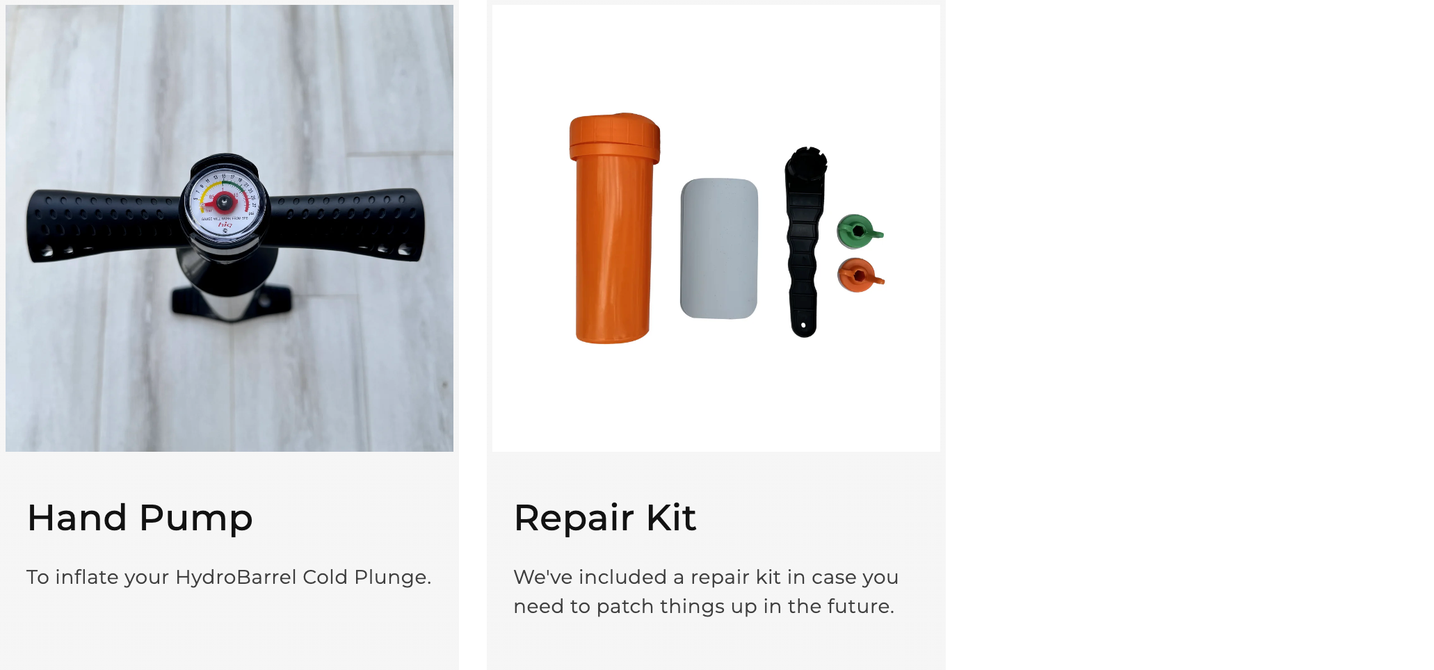 Included Items: Hand Pump, Repair Kit.