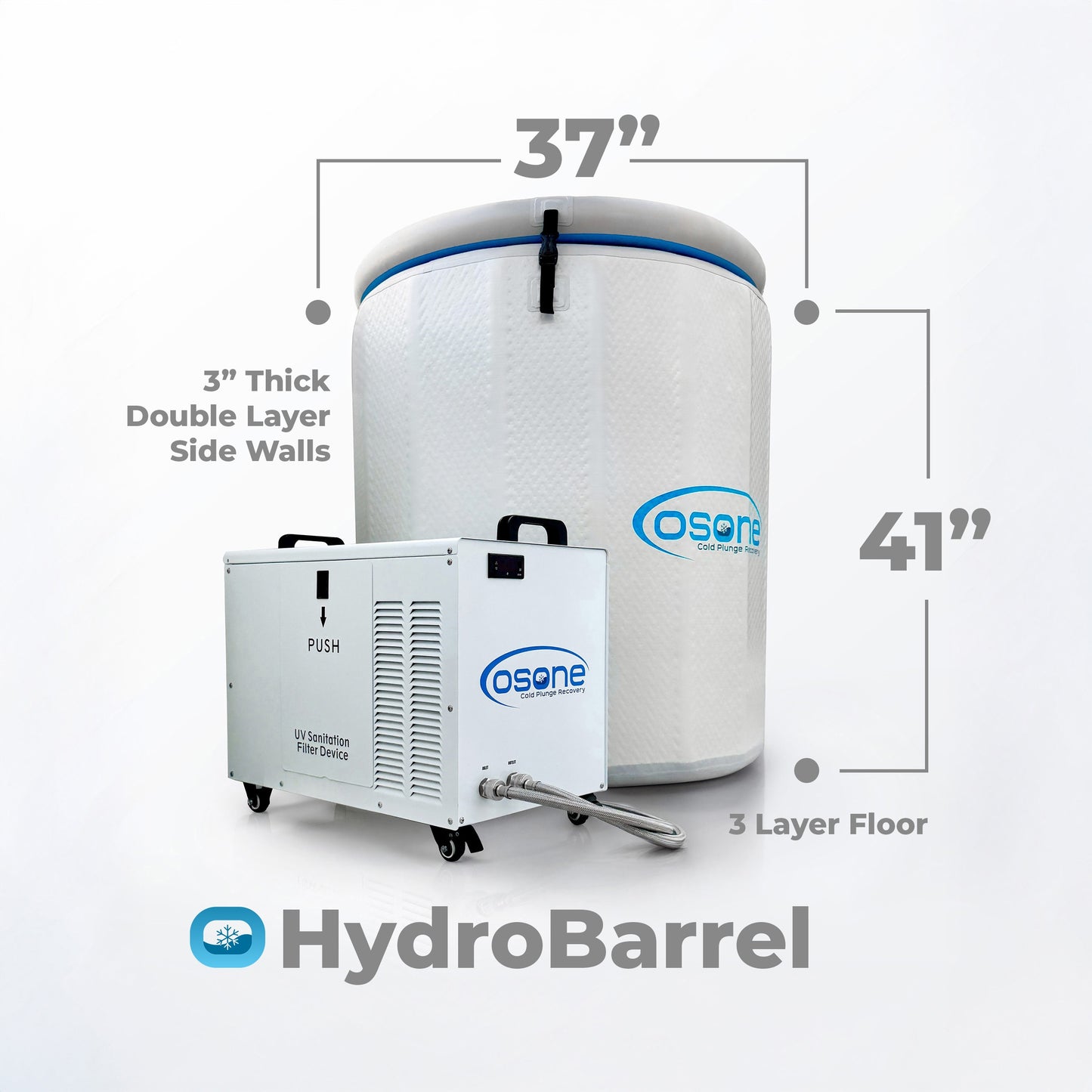 OSONE HydroBarrel Cold Plunge Ice Bath with Pro 1 HP Water Chiller