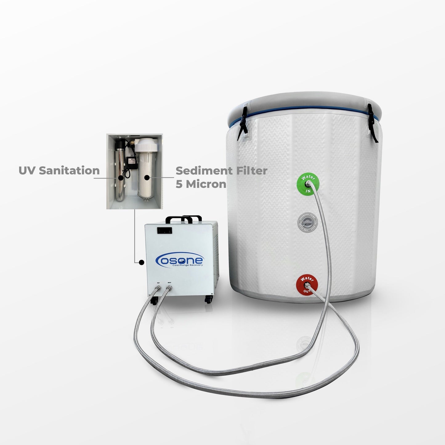 OSONE HydroBarrel Cold Plunge Ice Bath with Pro 1 HP Water Chiller