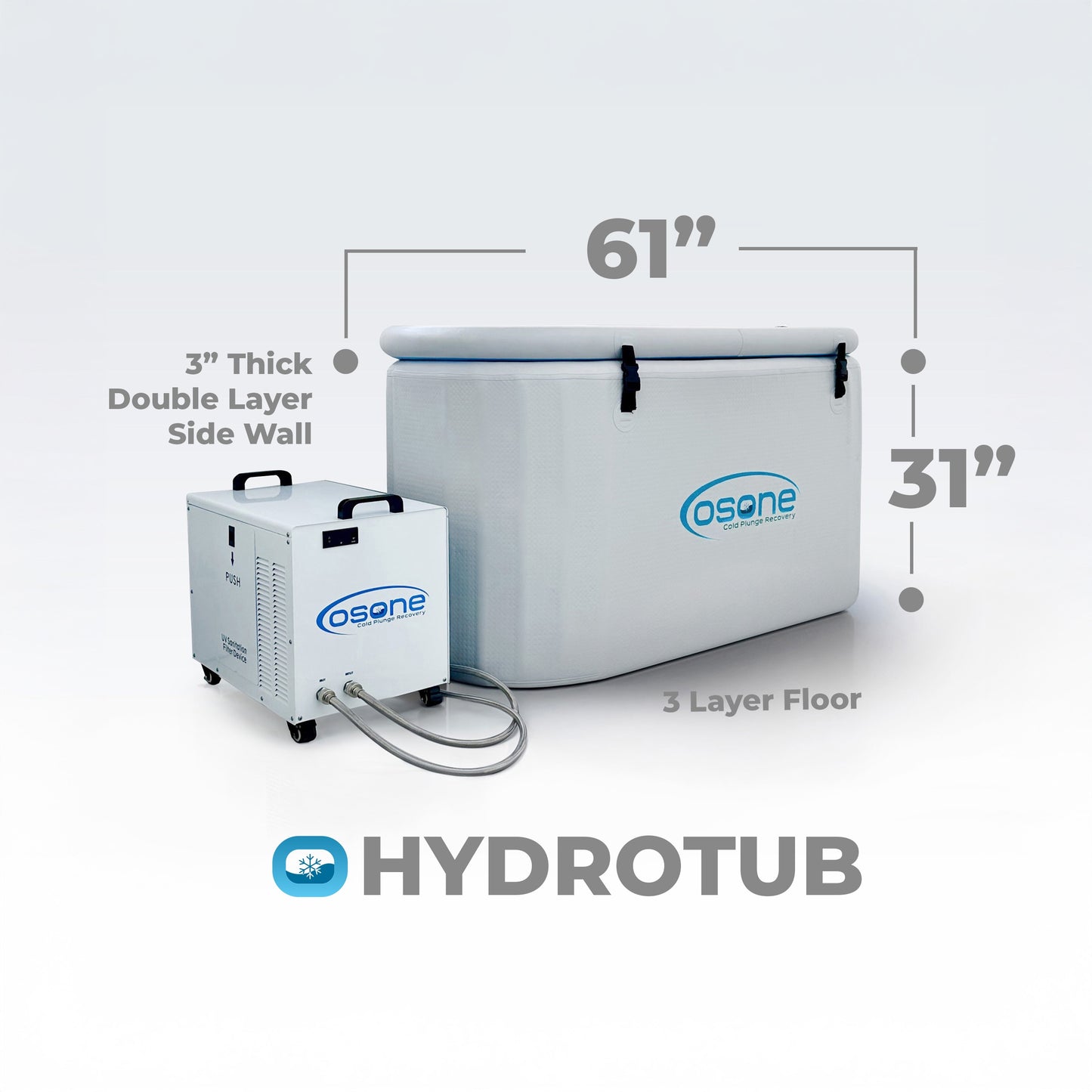 OSONE HydroTub Cold Plunge Ice Bath with Pro 1 HP Water Chiller