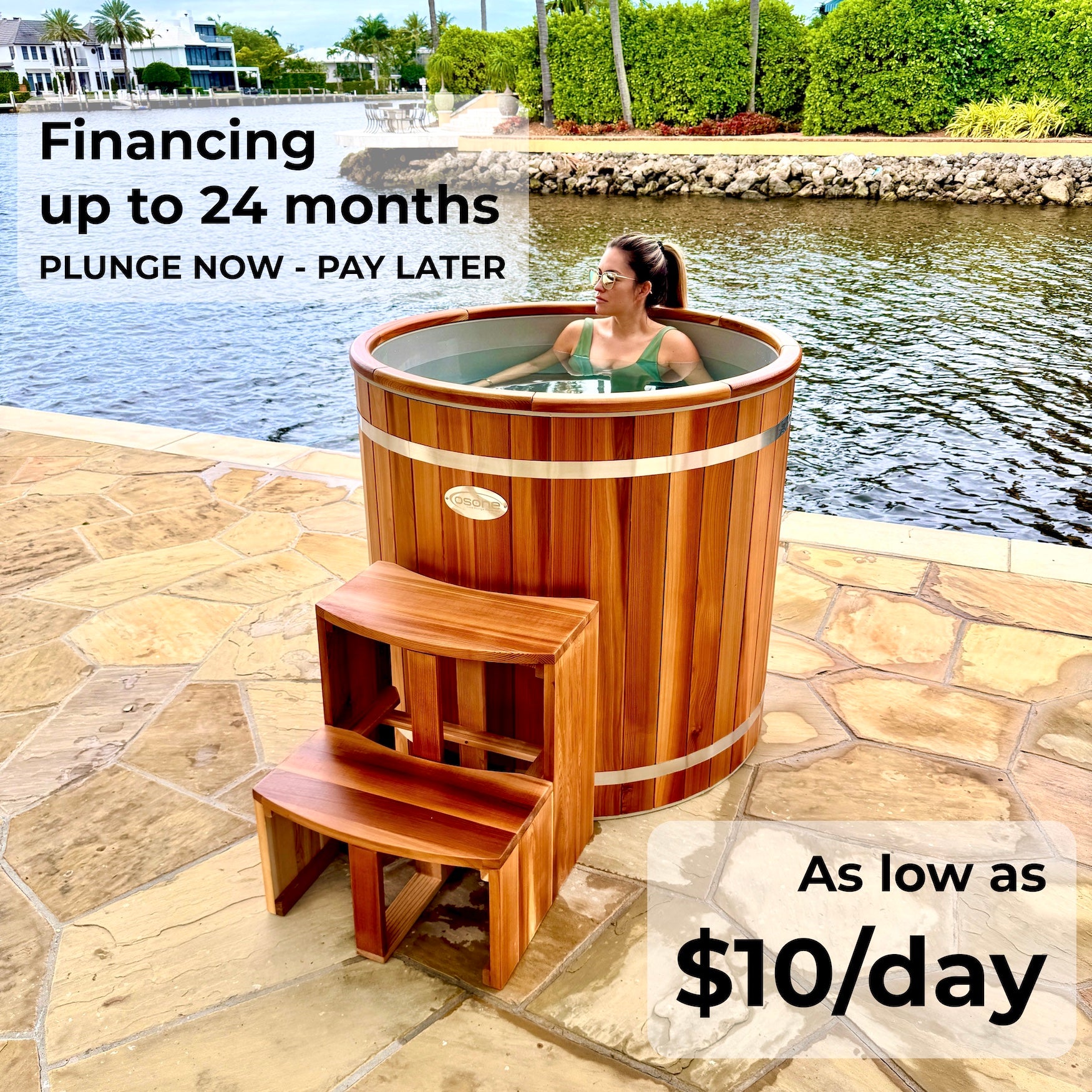Plunge now, pay later with affirm and shop pay. Up to 24 months of financing at 0% interest.