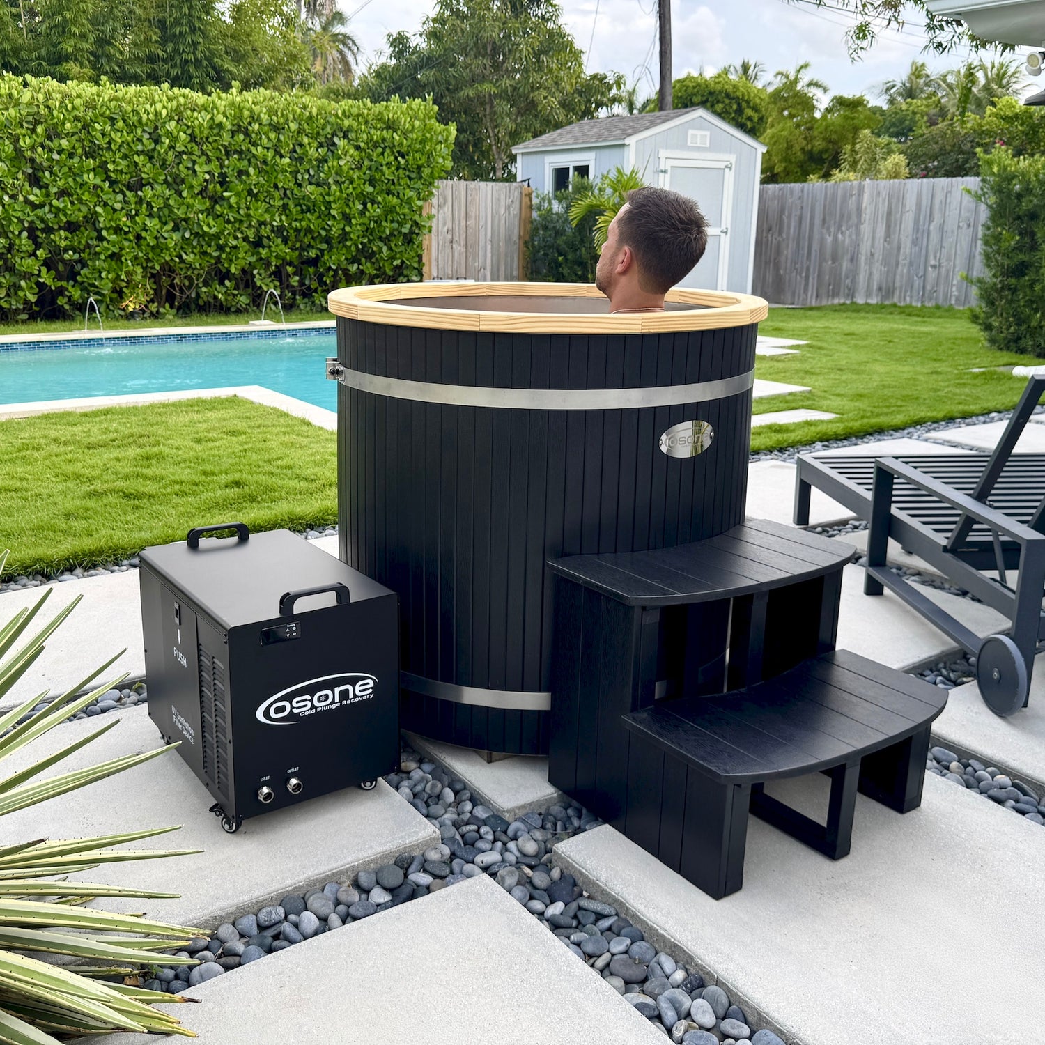 OSONE Pro Chiller in matte black with a custom OSONE Cold Plunge