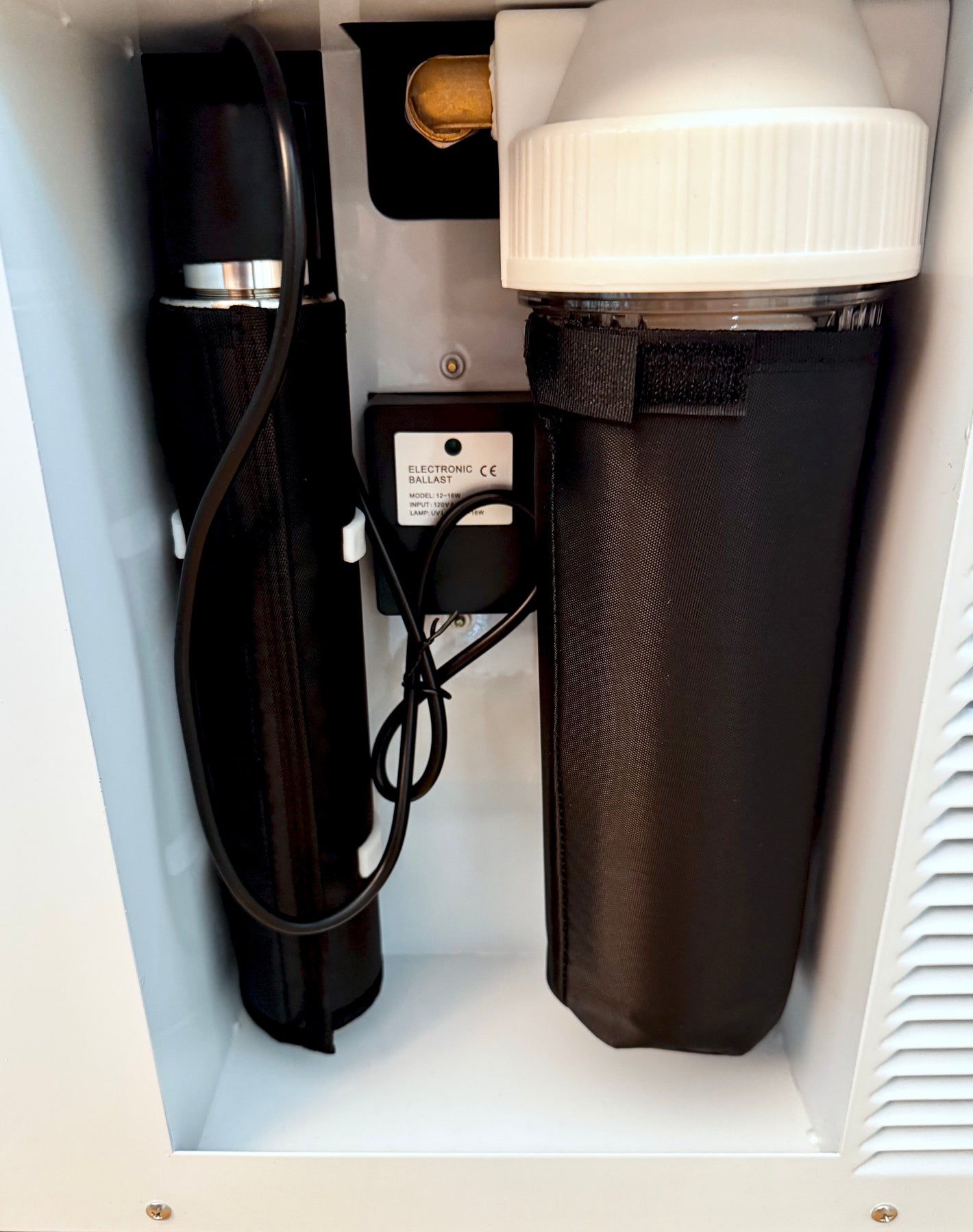 UV Chamber and Filter Housing come wrapped with sleeves to keep water cooler and limit condensation drip.