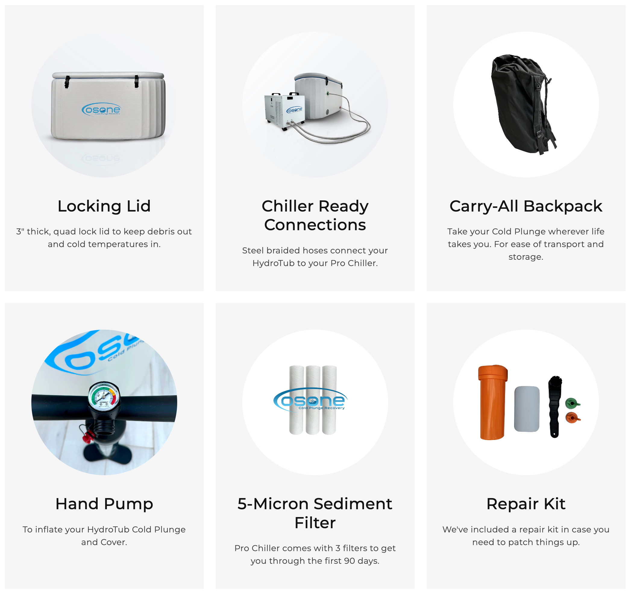 Included Items in Osone HydroTub & Pro Chiller