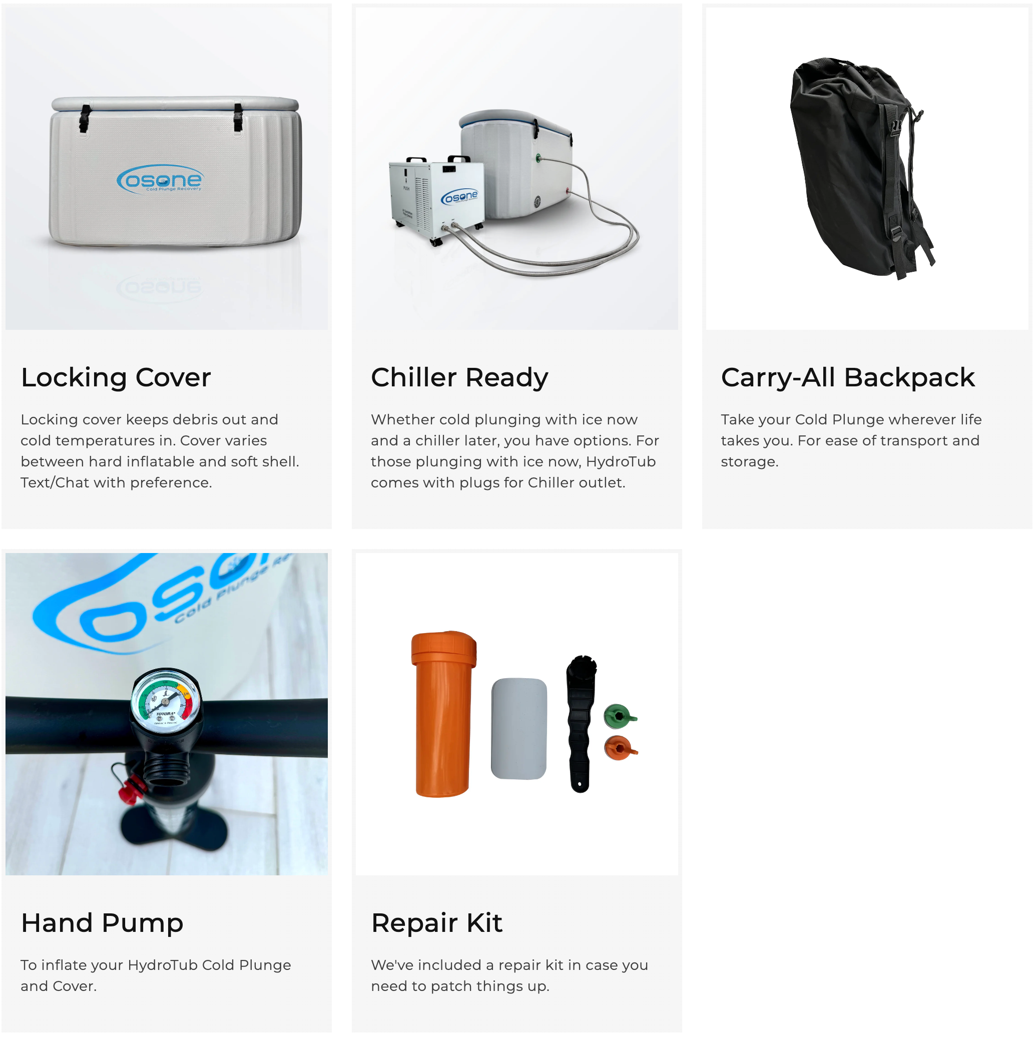 Included Items for HydroTub