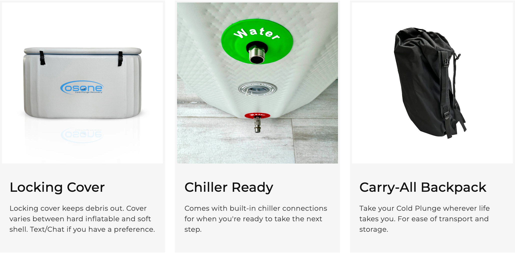 Included Items: Locking Cover, Chiller Ready Ports, Carry All Backpack