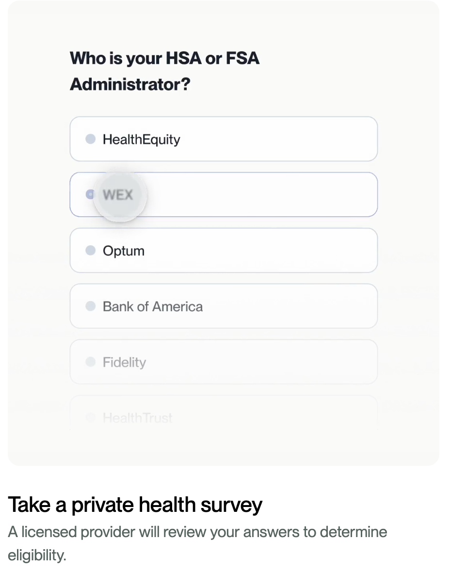 Follow these 3 steps at checkout: Step 2 select your HSA/FSA Administrator