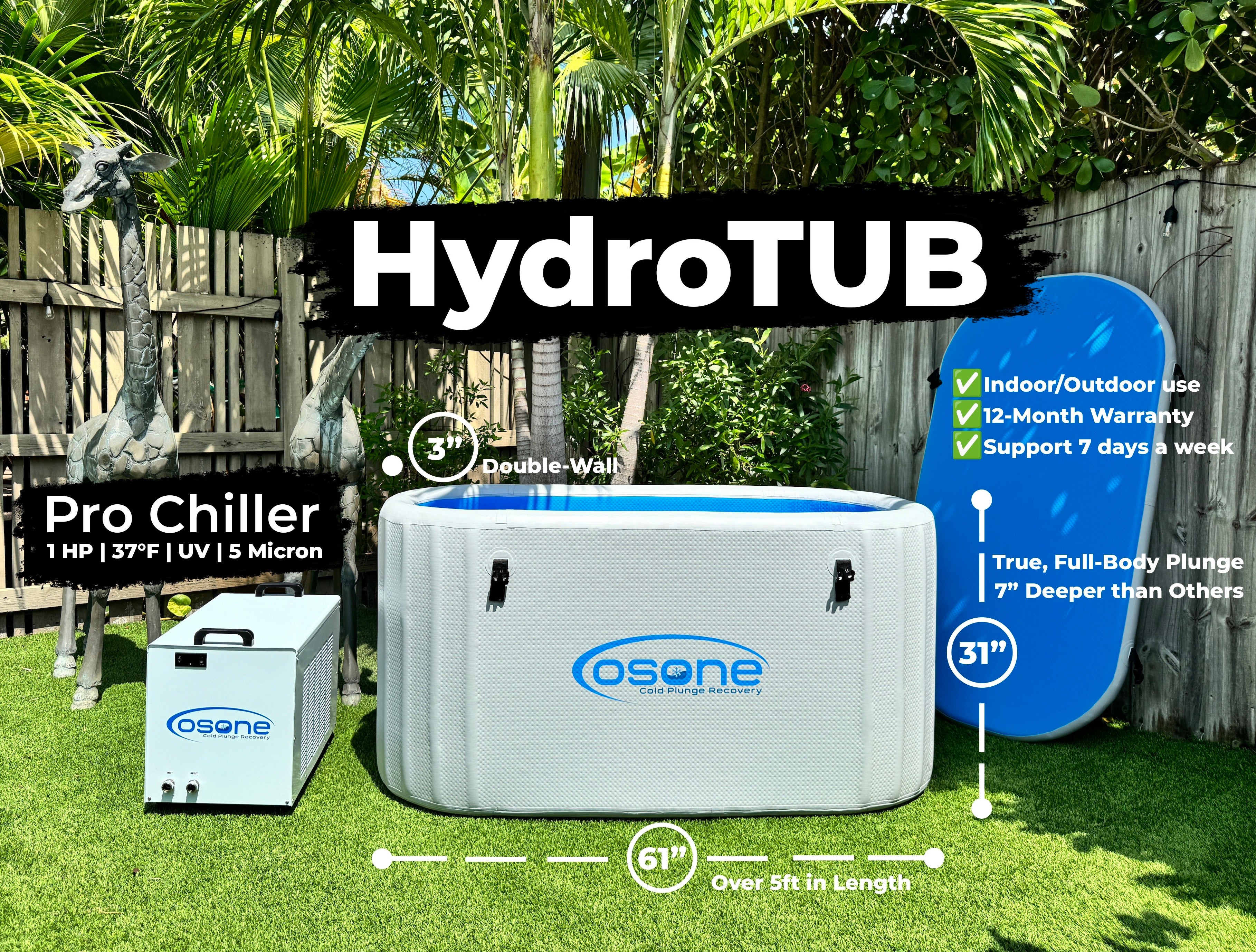 OSONE HydroTub Ice Bath Cold Plunge with Pro 1 HP Water Chiller