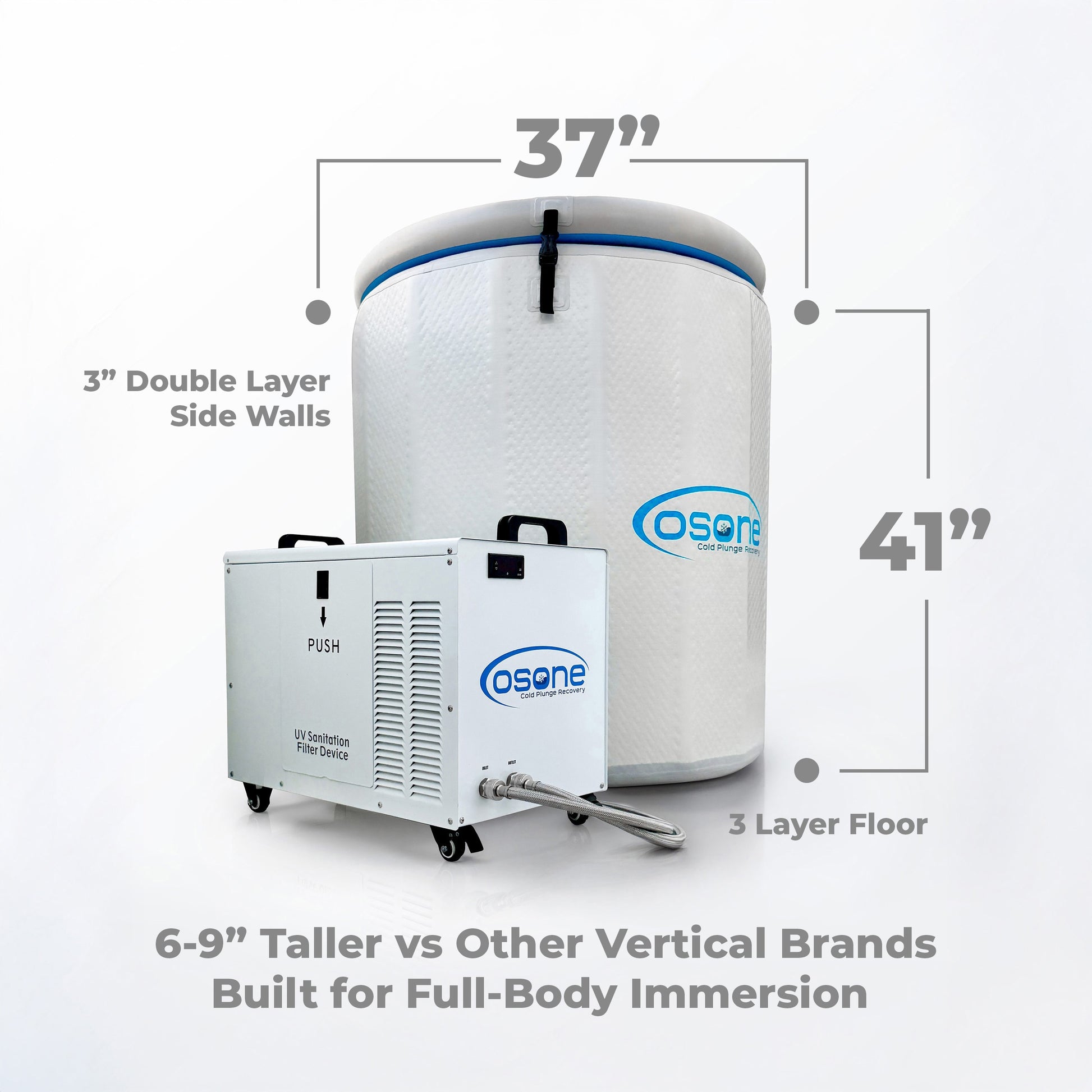 OSONE HydroBarrel Cold Plunge Ice Bath with Pro 1 HP Water Chiller