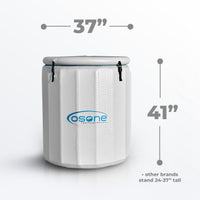 OSONE HydroBarrel Cold Plunge Ice Bath standing 41" tall and 37" wide